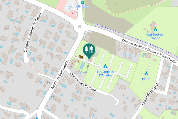 Map showing location of Route de Guiraudette Toilet
