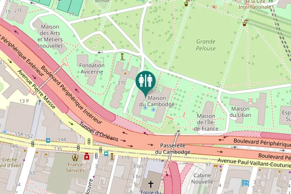 Map showing location of Boulevard Jourdan 27M Toilet