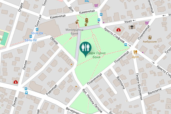 Map showing location of Sofia Toilet