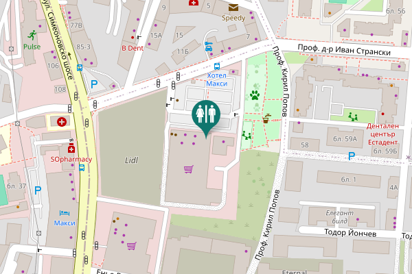 Map showing location of Prof. d-r Ivan Stranski 20 Toilet