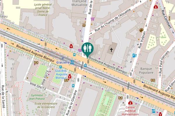 Map showing location of Boulevard Auguste Blanqui Toilet