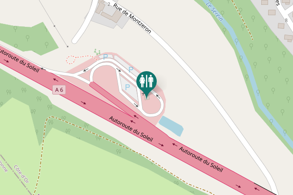 Map showing location of Autoroute du Soleil Toilet