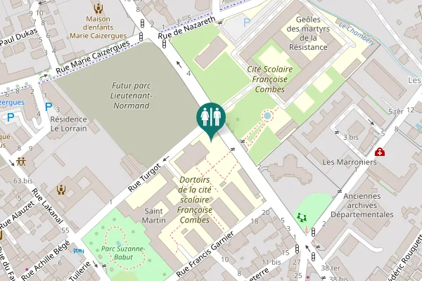 Map showing location of Rue Turgot Toilet