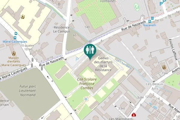 Map showing location of Rue de Nazareth 4 Toilet