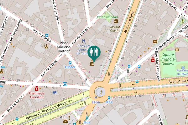 Map showing location of Avenue d'Iéna 7 Toilet