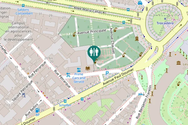 Map showing location of Avenue des Marronniers Toilet