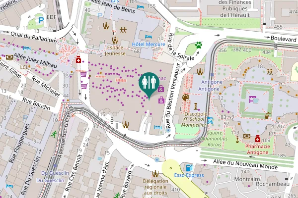 Map showing location of Accès P2 Polygone Toilet