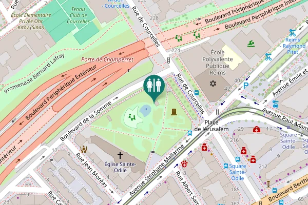 Map showing location of Paris Toilet