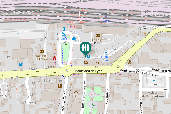 Map showing location of Boulevard de Lyon Toilet