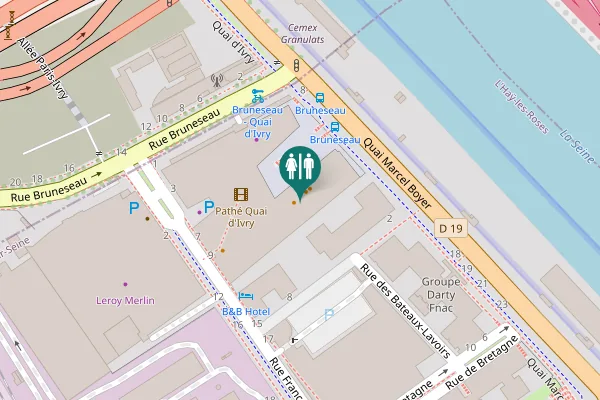 Map showing location of Quai Marcel Boyer 8,11 Toilet