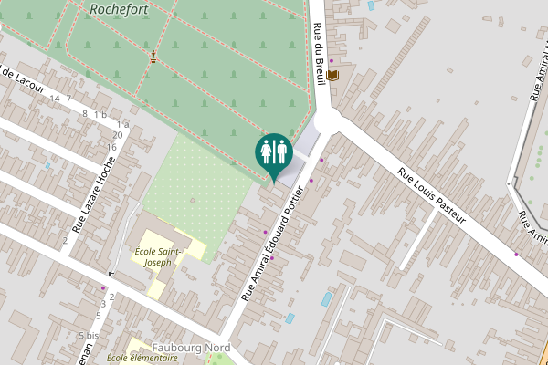 Map showing location of Place Amiral Pottier Toilet