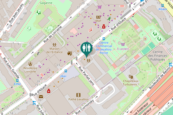 Map showing location of Rue d'Alsace 32 bis Toilet