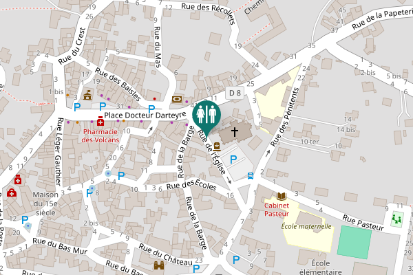 Map showing location of Toilettes publique