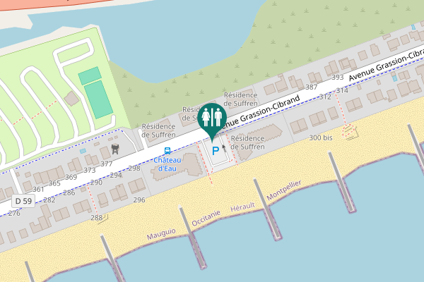 Map showing location of Avenue Grassion-Cibrand 377 ter Toilet
