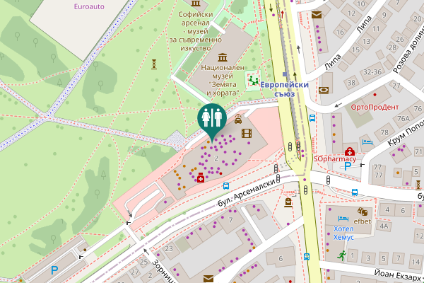 Map showing location of Arsenalski Blvd. 2 Toilet