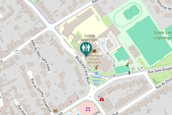 Map showing location of Boulevard Léon Blum Toilet