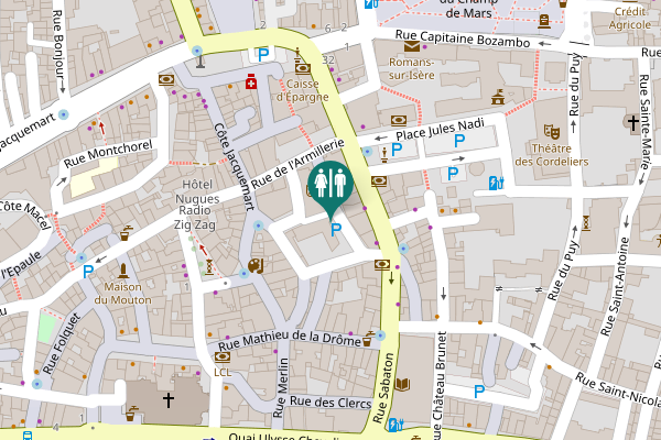 Map showing location of Rue du Secret Toilet