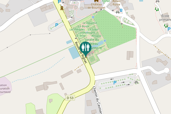 Map showing location of Route de Rignac Toilet