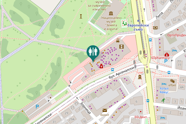 Map showing location of Arsenalski Blvd. 2 Toilet
