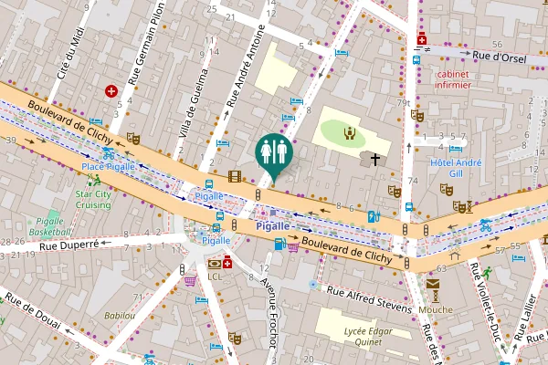 Map showing location of Boulevard de Clichy 16 Toilet