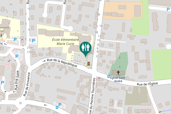 Map showing location of Rue de la République Toilet