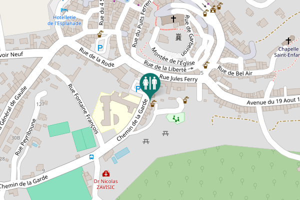 Map showing location of Chemin de la Garde Toilet