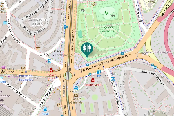 Map showing location of Avenue de la Porte de Bagnolet Toilet