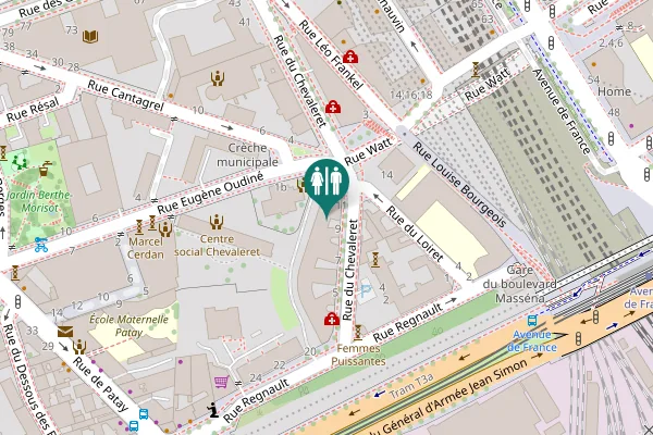 Map showing location of Rue du Chevaleret 9 Toilet