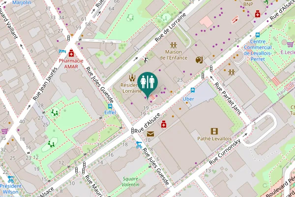 Map showing location of Rue d'Alsace 19 Toilet