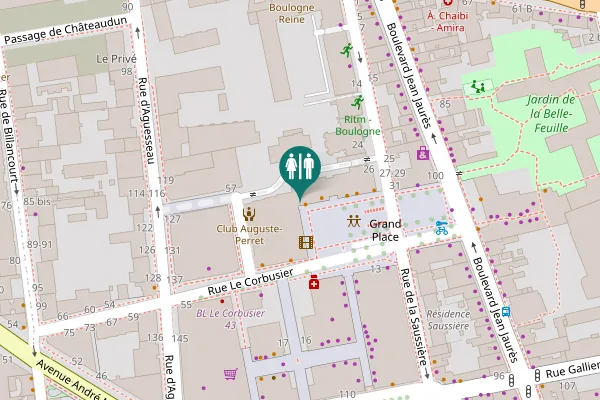 Map showing location of Grand Place 14 Toilet