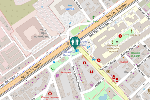 Map showing location of Gen. Totleben Blvd. 23 Toilet