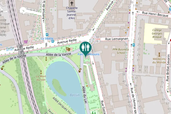 Map showing location of Paris Toilet