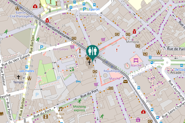 Map showing location of Place de la République 33 bis Toilet
