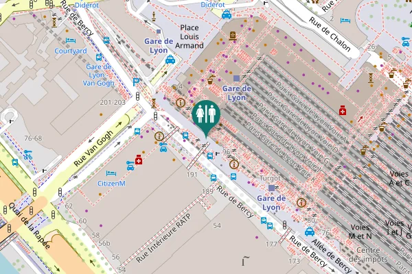 Map showing location of Rue de Bercy Toilet
