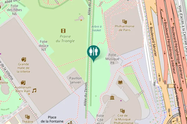 Map showing location of Allée du Zénith Toilet