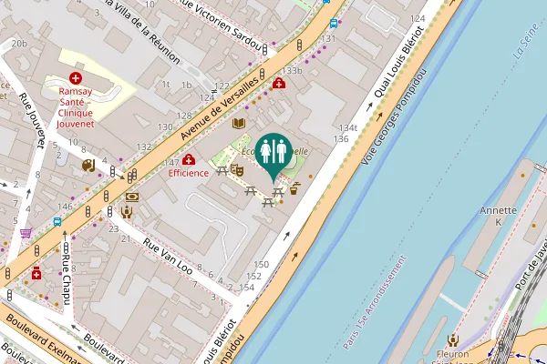 Map showing location of Quai Louis Blériot 140 Toilet