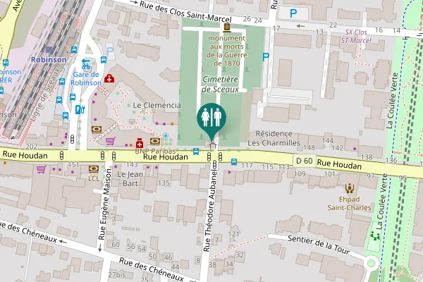 Map showing location of Rue Houdan 174 Toilet