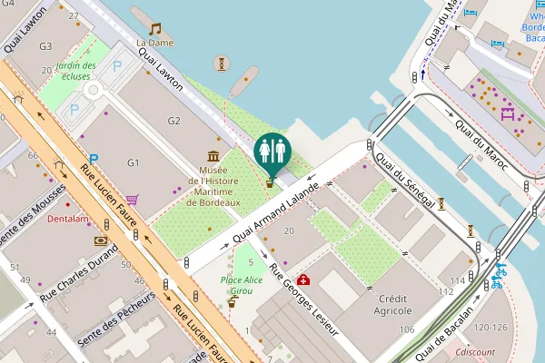 Map showing location of Quai Lawton Toilet