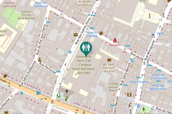 Map showing location of Rue des Saints-Pères 45 Toilet