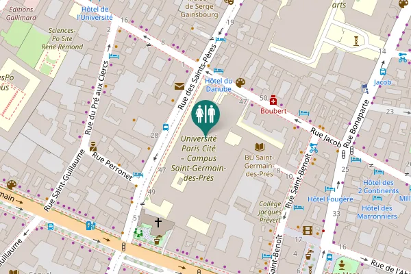 Map showing location of Rue des Saints-Pères 39 Toilet