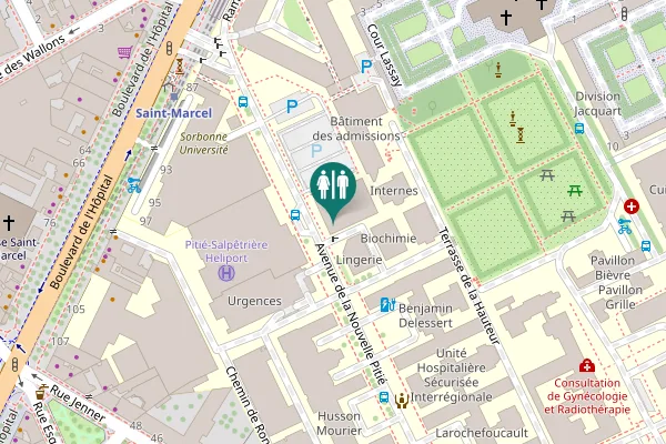 Map showing location of Avenue de la Nouvelle Pitié Toilet