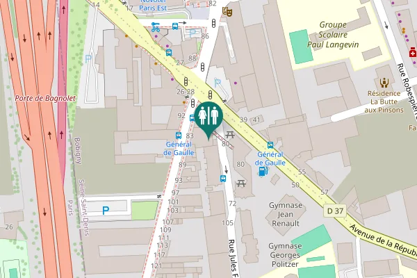 Map showing location of Rue Jules Ferry 80 Toilet