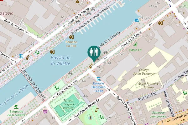 Map showing location of Quai de la Loire Toilet