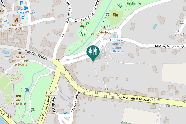 Map showing location of Rue de la Fontaine Toilet