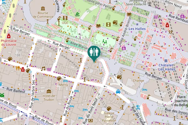 Map showing location of Rue Berger 29 Toilet