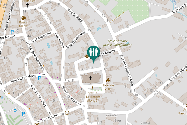 Map showing location of Place de l'Hôtel de Ville 13 Toilet
