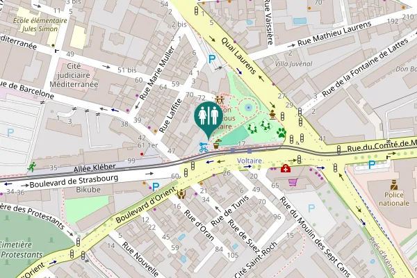 Map showing location of Square Jean Monnet 17 Toilet