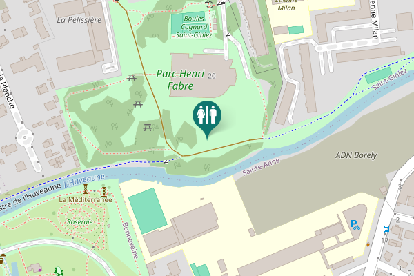 Map showing location of Sentier Pédestre de l'Huveaune Toilet