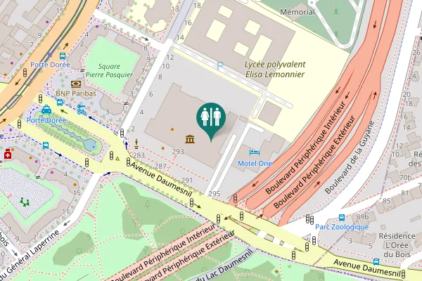 Map showing location of Avenue Daumesnil 293 Toilet
