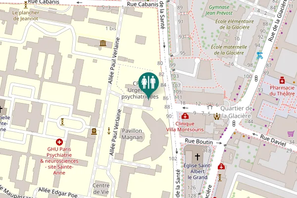 Map showing location of Rue de la Santé 86 Toilet